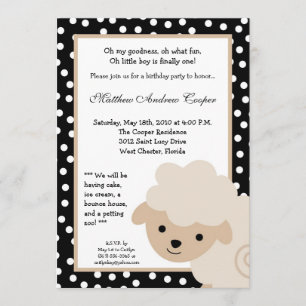 5x7 Neutral Farm Sheep Birthday Party Invitation