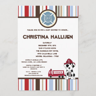 5x7 Nojo Fire Engine Baby Shower Invitation