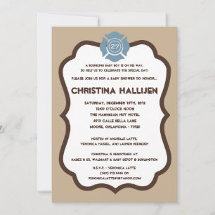 5x7 Nojo Fire Engine Baby Shower Invitation