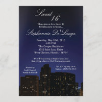 5x7 NY City Lights Sweet 16 Birthday Invitation