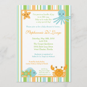 5x7 Ocean Sea Life Octopus Baby Shower Invitation