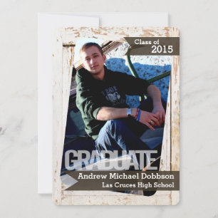 5x7 Old White Barn Wood Weathe Senior Announcement