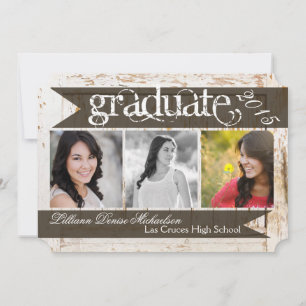 5x7 Old White Barn Wood Weathe Senior Announcement