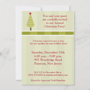 5x7 Olive Green Striped Tree Invitation