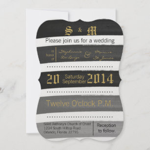 5x7 Ombre Stripe Black Line Fa Wedding Invitation