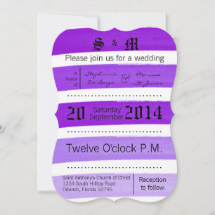 5x7 Ombre Stripe Purple Line Fa Wedding Invitation