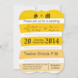 5x7 Ombre Stripe Yellow Line Wedding Invitation