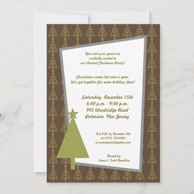 5x7 Outline Green Forest Trees Invitation (Front)