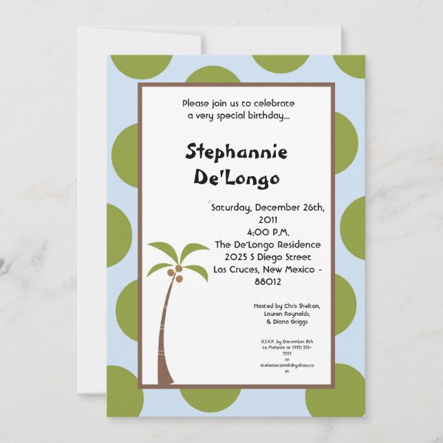5x7 Palm Tree Invitation (Front)