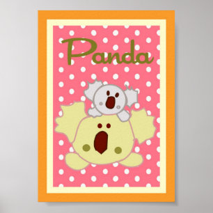 5x7 "Panda" Jungle Safari Baby Bedding Wall Art