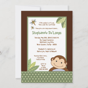 5x7 Papagayo Monkey Safari Baby Shower Invitation