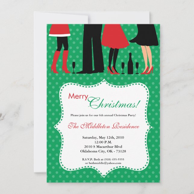 5x7 Party People Dance Christmas Party Invitation (Front)