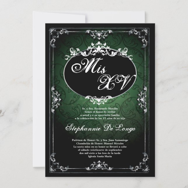 5x7 Pendant Broach Quinceanera Birthday Invitation (Front)