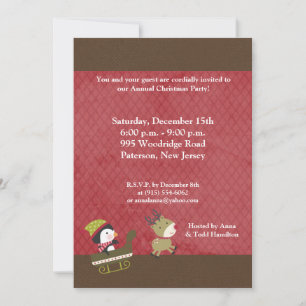 5x7 Penguin / Reindeer Christmas Games Invitation