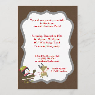 5x7 Penguin / Reindeer Christmas Games Invitation