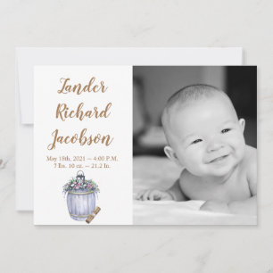 5x7 Photo Birth Announcement Army Summer Country W