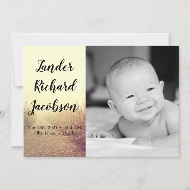 5x7 Photo Birth Announcement Army Sunrise Pathway (Front)