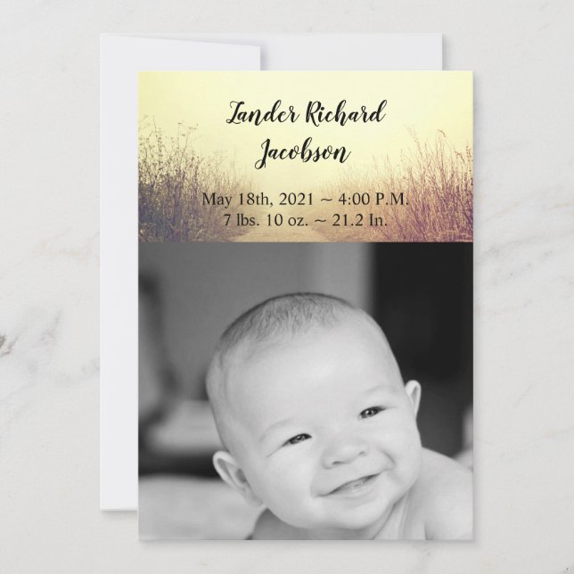 5x7 Photo Birth Announcement Army Sunrise Pathway (Front)
