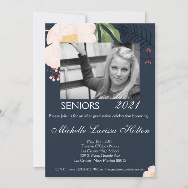 5x7 Photo Graduation Party Invitation Baby Pink Co (Front)