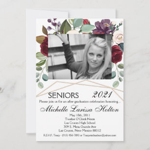 5x7 Photo Graduation Party Invitation White Roses