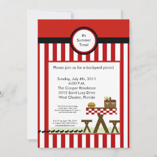 5x7 Picnic Summer Barbecue Party Invitation