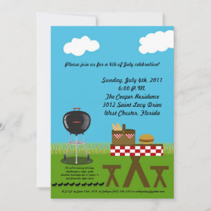 5x7 Picnic Summer Barbecue Party Invitation