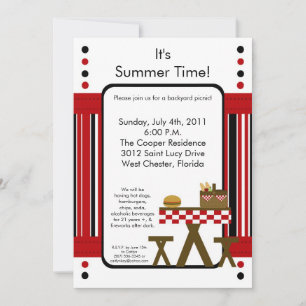 5x7 Picnic Summer Barbecue Party Invitation