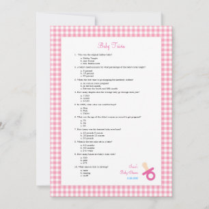 5x7 Pink Baby Trivia Shower Game