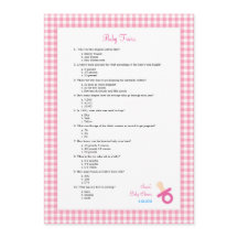5x7 Pink Baby Trivia Shower Game