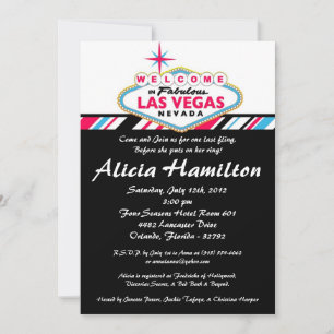 5x7 Pink & Blue Las Vegas Bachelorette Invitation