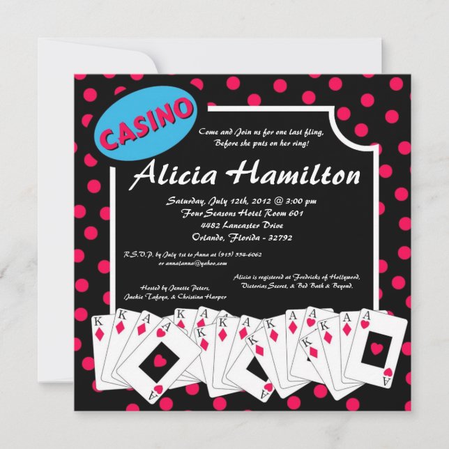 5x7 Pink & Blue Las Vegas Bachelorette Invitation (Front)