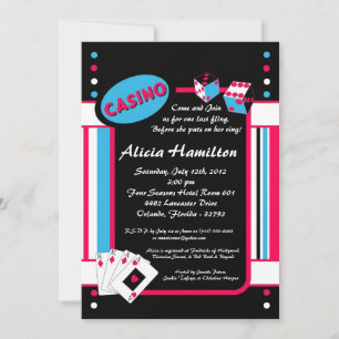 5x7 Pink & Blue Las Vegas Bachelorette Invitation