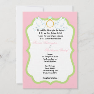 5x7 Pink Dove Diamond Wedding Invitation