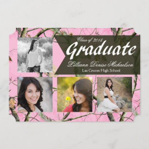 5x7 Pink Hunters Camo Camoufla Senior Announcement
