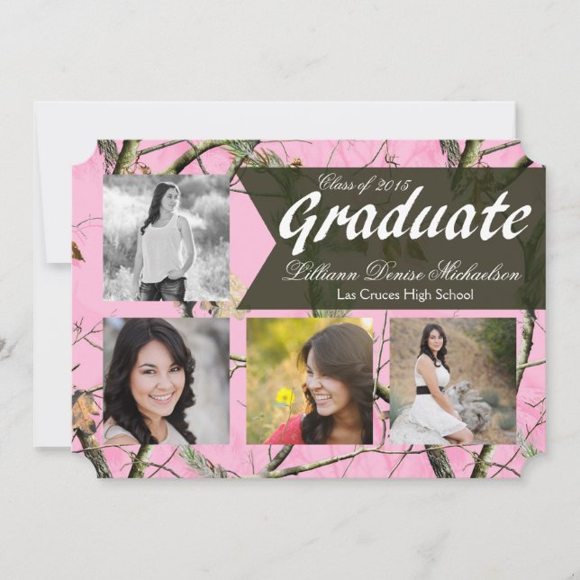 5x7 Pink Hunters Camo Camoufla Senior Announcement (Front)