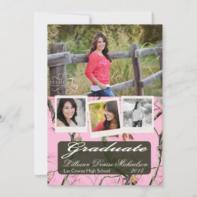 5x7 Pink Hunters Camo Camoufla Senior Announcement (Front)