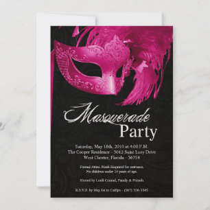 5x7 Pink Masquerade Sweet 16 Birthday Invitation