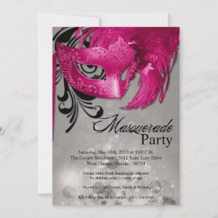 5x7 Pink Masquerade Sweet 16 Birthday Invitation