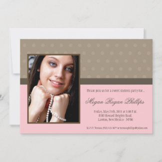 5x7 Pink PHOTO Sweet 16 Birthday Invitation