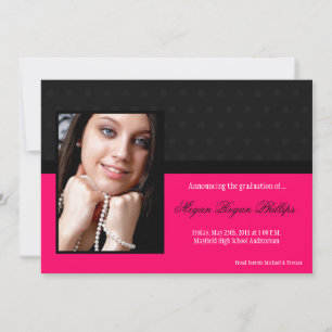 5x7 Pink Polk PHOTO Senior Graduation Announcement
