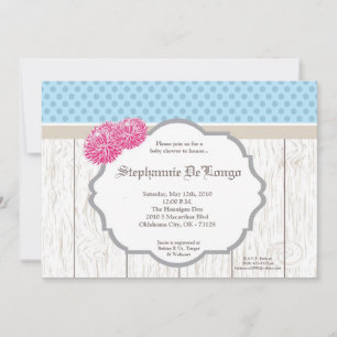 5x7 Plumeria Flower Wood Baby Shower Invitation