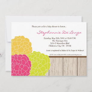 5x7 Plumeria Poppy Flower Baby Shower Invitation