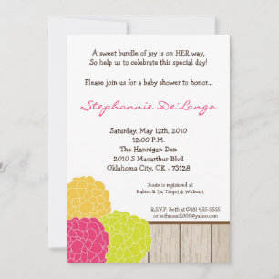 5x7 Plumeria Poppy Flower Baby Shower Invitation