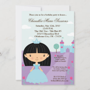 5x7 Princess Girl Crown Birthday Party Invitation