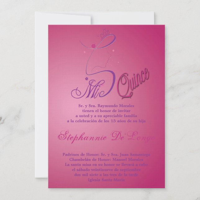 5x7 Princess Girl Quinceanera Birthday Invitation (Front)