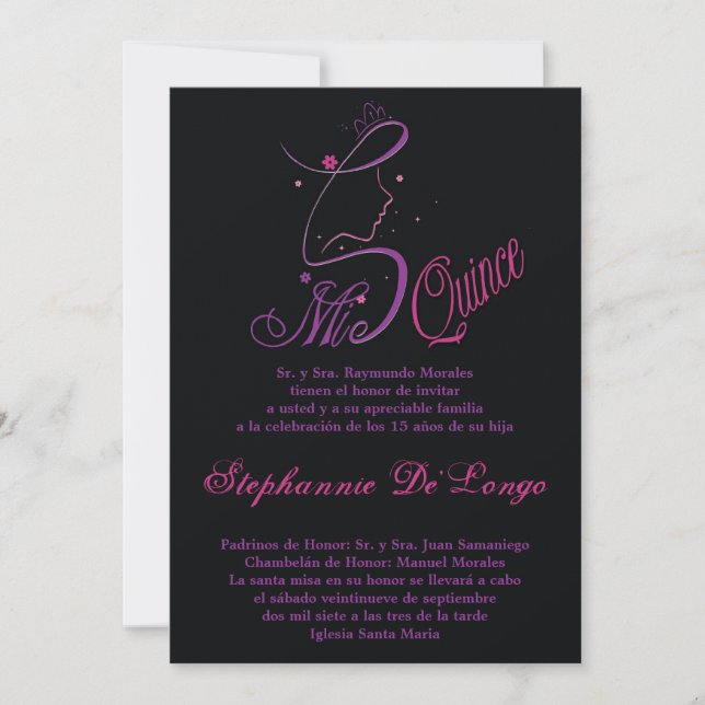 5x7 Princess Girl Quinceanera Birthday Invitation (Front)