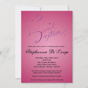 5x7 Princess Girl Sweet 16 Birthday Invitation