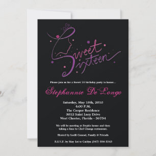 5x7 Princess Girl Sweet 16 Birthday Invitation