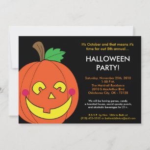 5x7 Pumpkin Jack O Lantern Halloween Invitation