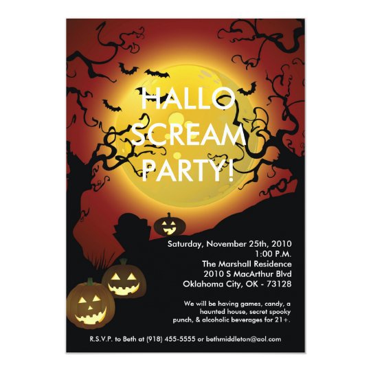 5x7 Pumpkin Jack O Lantern Halloween Invitation